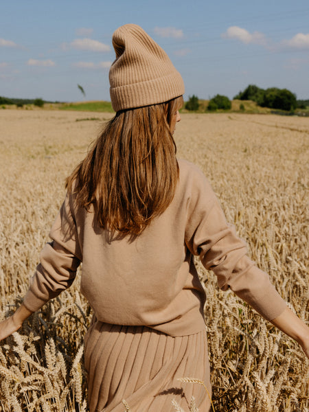 Hipster kašmyro kepurė camel