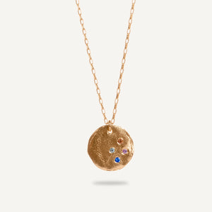MULTI SAPPHIRE FINGERPRINT big 24K gold plated kaklo papuošalas